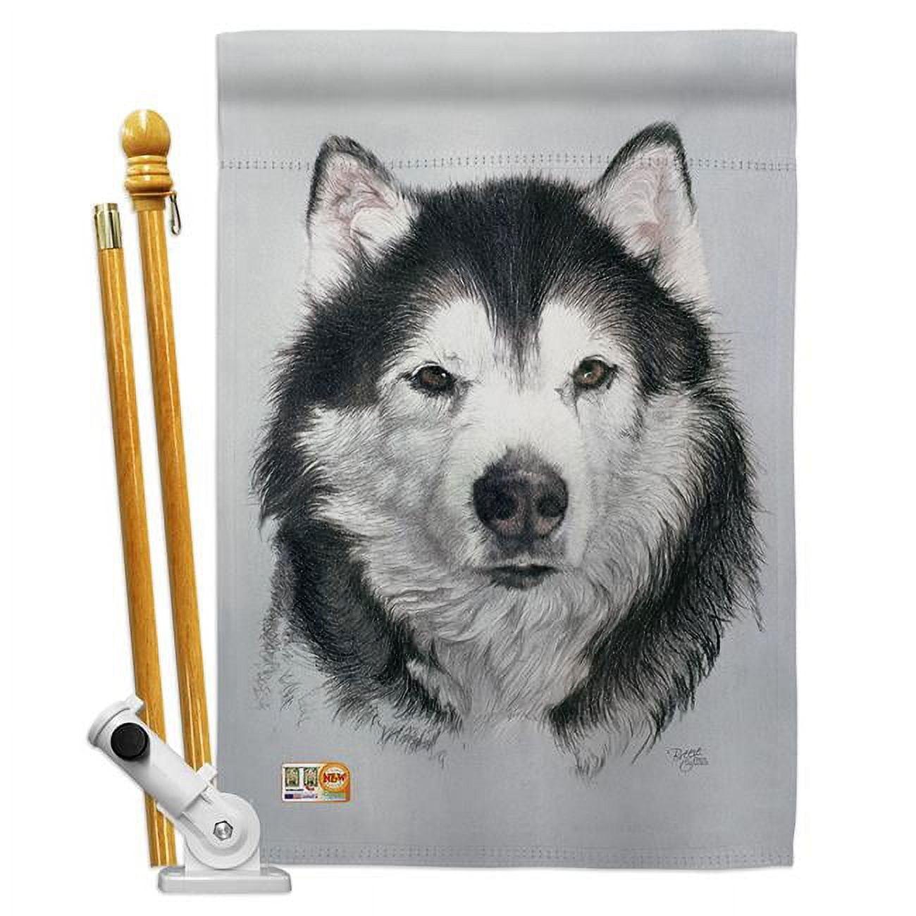 Breeze Decor  28 x 40 in. Dog Siberian Husky Happiness Double-Sided Decorative Vertical House Flag