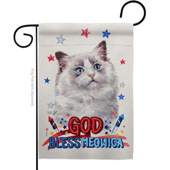 Breeze Decor Patriótico Mit Ragdoll Animales Gato 13 x 18,5 Pulgadas Banderas de Jardín Decorativas de Doble Cara para Decoración de la Casa Pancarta Regalo de Patio