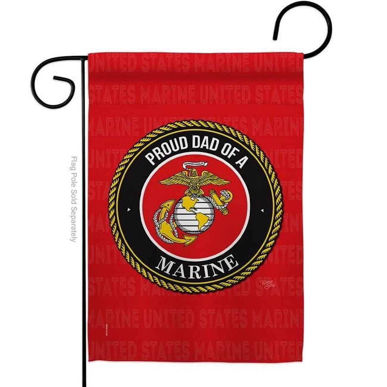 Breeze Decor G158518-BO Proud Dad Marines Garden Flag Armed Forces Marine Corps 13 x 18.5 in. Double-Sided Decorative Vertical Flags for House Decoration Banner Yard Gift