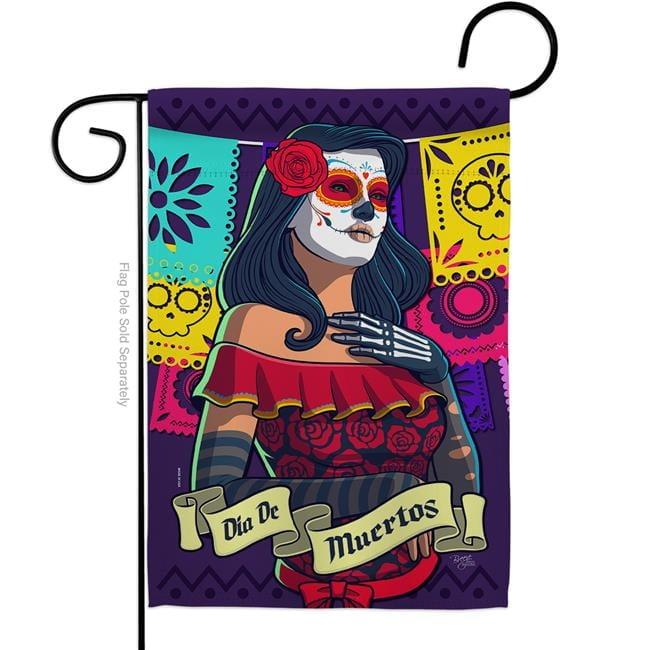 Breeze Decor G162102-BO La Calavera Catrina Garden Flag Fall Day of Dead 13 x 18.5 in. Double-Sided Decorative Vertical Flags for House Decoration Banner Yard Gift