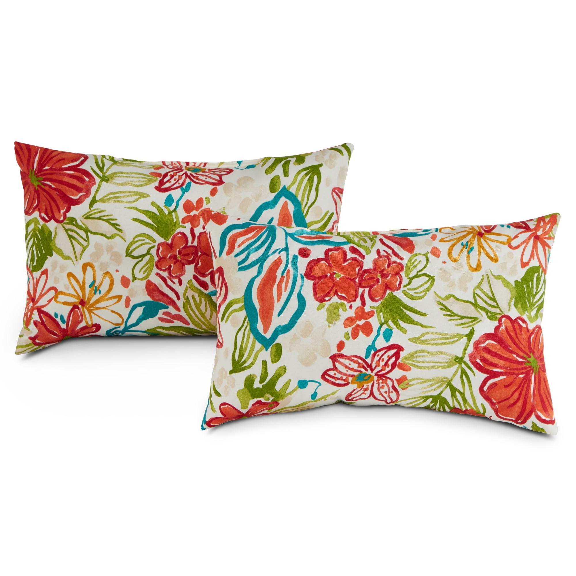 Breeze Floral Weather-Resistant Outdoor Throw Pillow Set, 19x12 in