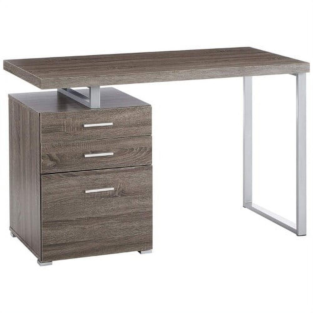 Contemporary Weathered Gray Home Office Desk with Filing Cabinet