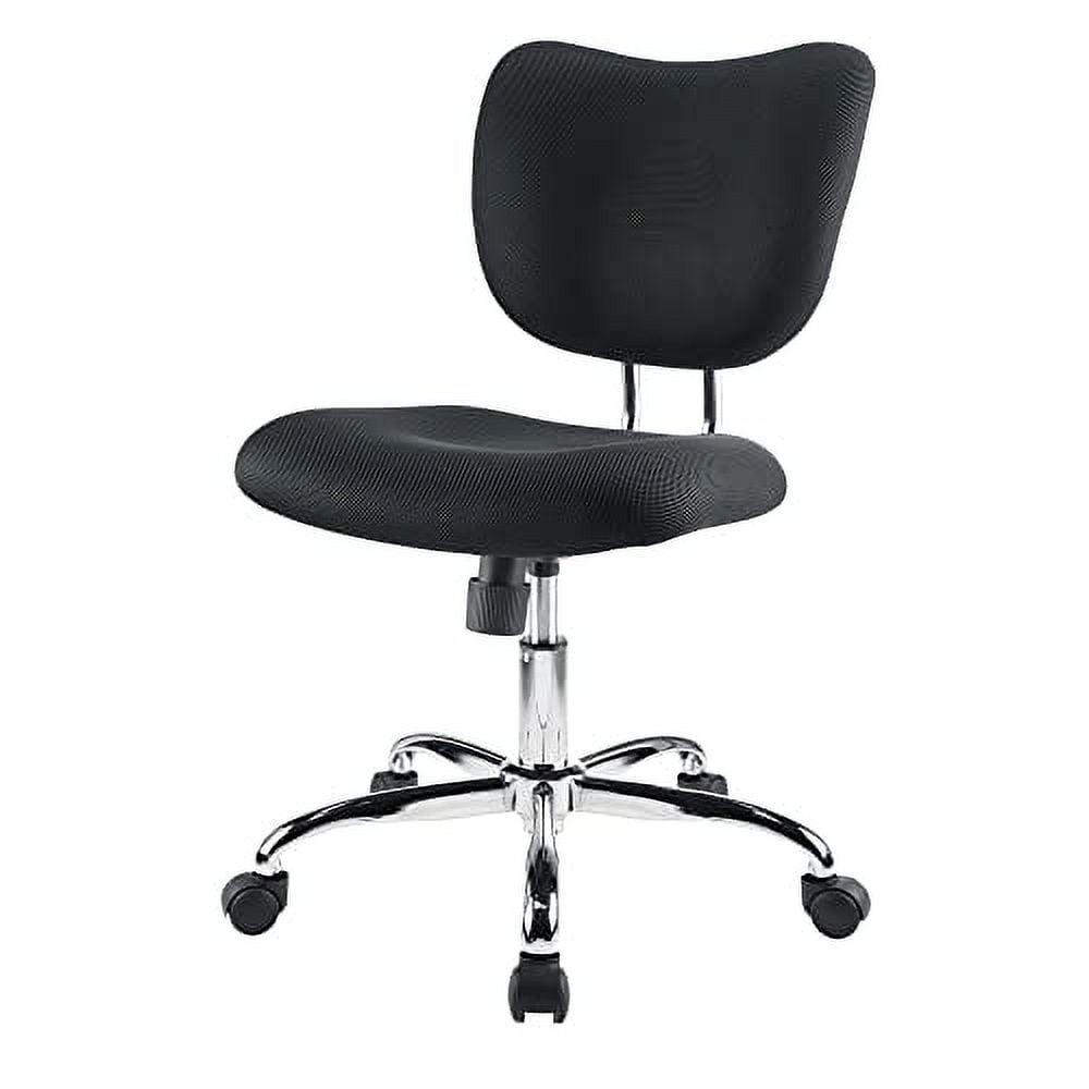 Jancy Black Mesh Low-Back Swivel Task Chair with Wood Frame