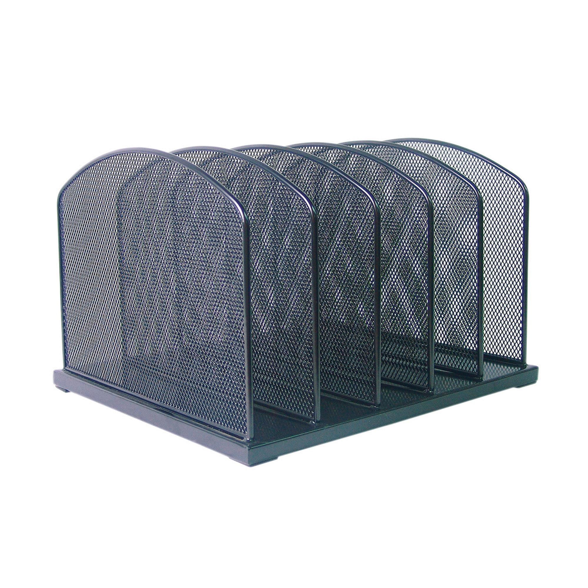 Brenton Studio Black Mesh 5-Compartment File Sorter