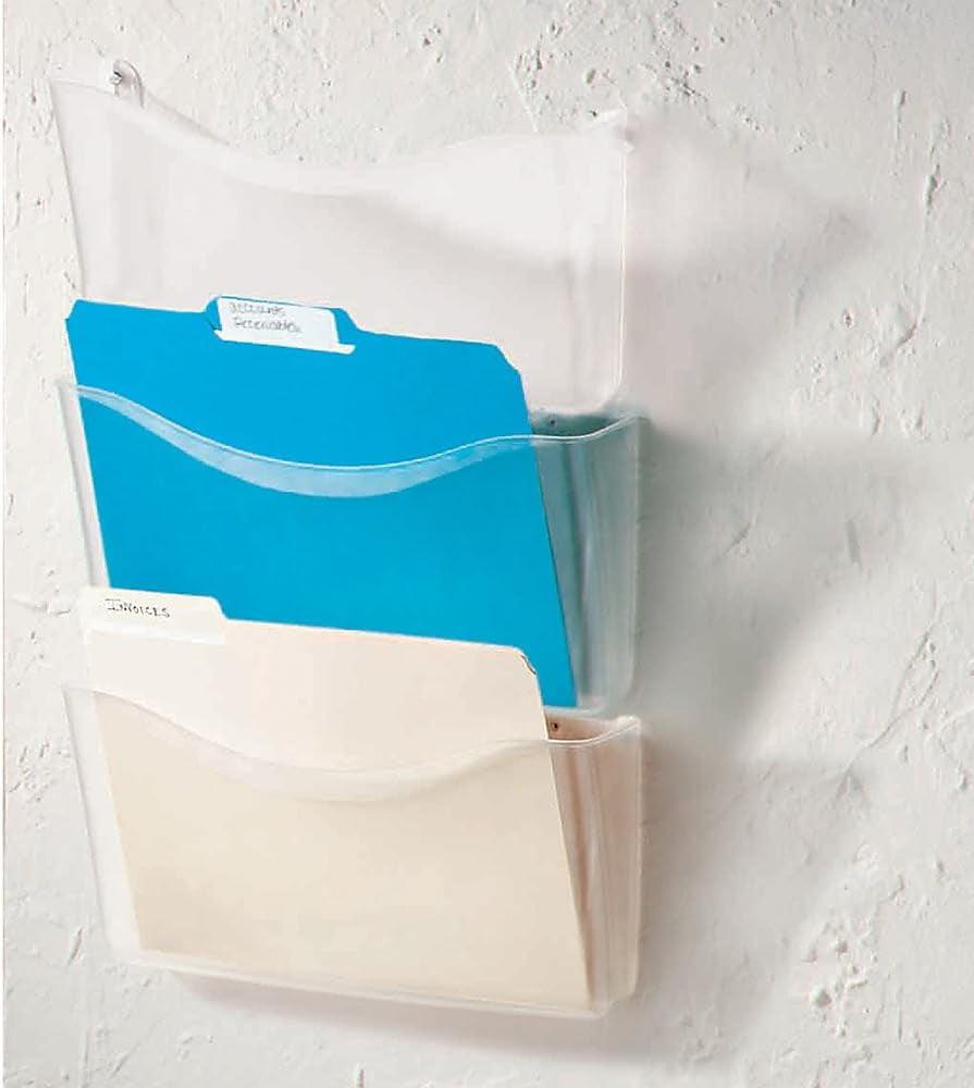 Clear Polycarbonate 3-Pocket Wall File Organizer