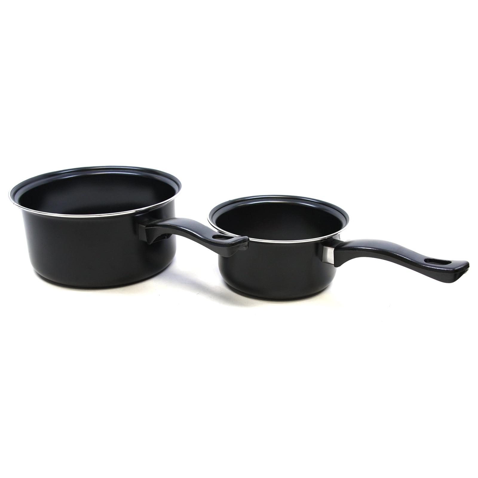 Brentwood 2-Piece Nonstick Carbon Steel Saucepan Set in Black
