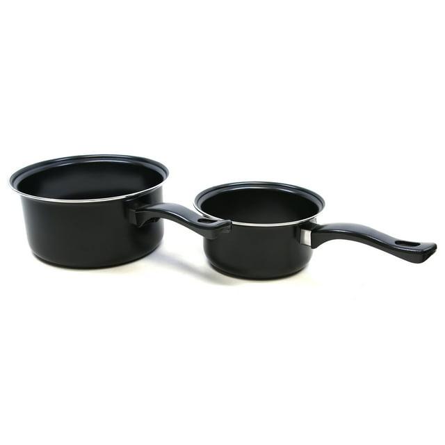 Brentwood 2-Piece Nonstick Carbon Steel Saucepan Set in Black