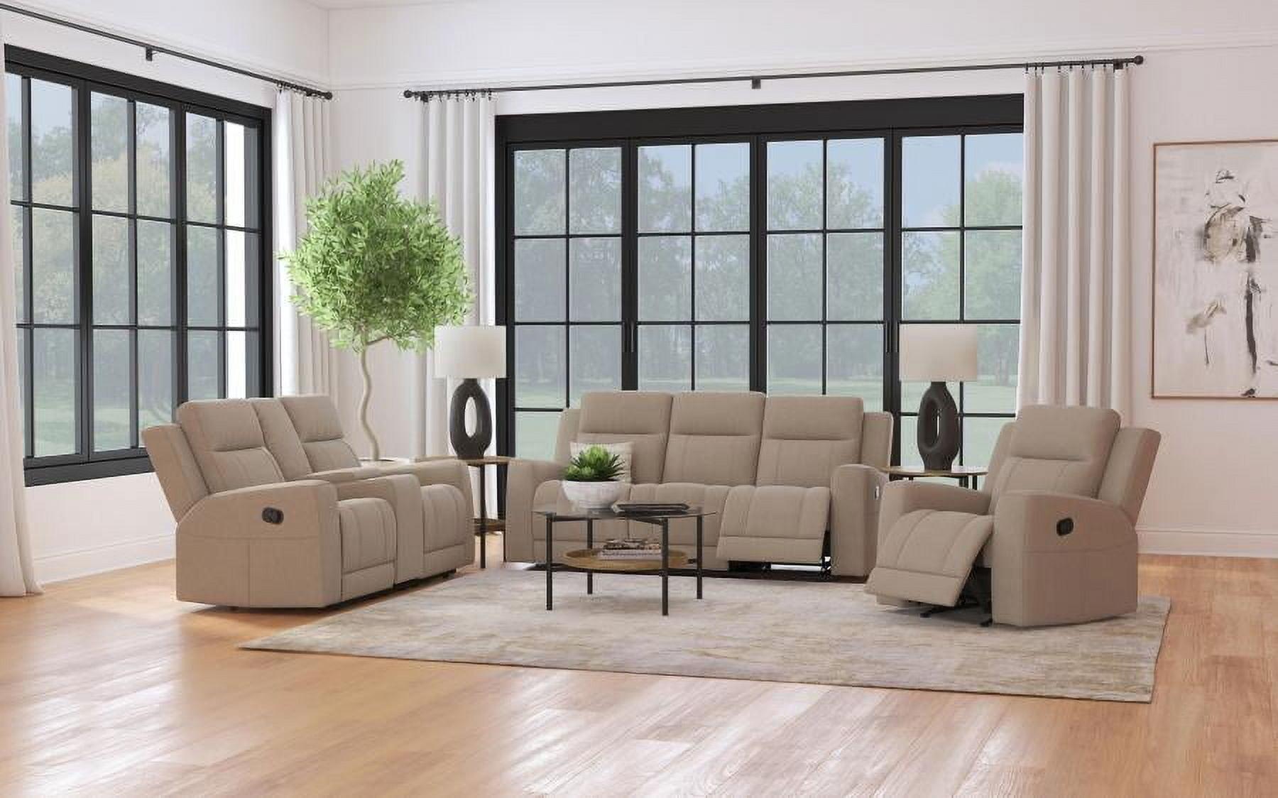 Taupe Faux Leather 3-Piece Reclining Sofa Set