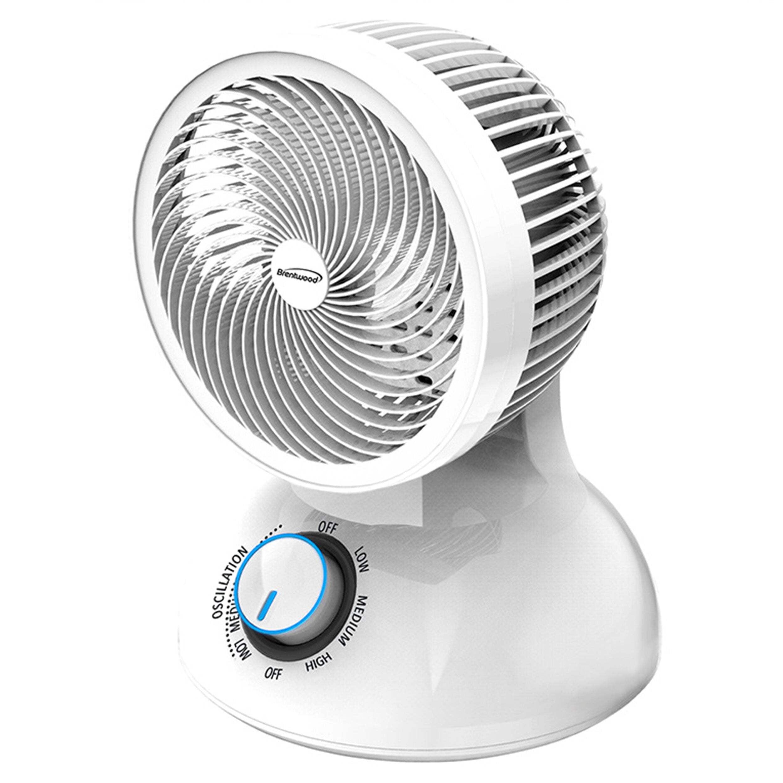 Brentwood F-650MW 6 Inch 3 Speed Oscillating Circulator Desktop Fan, White