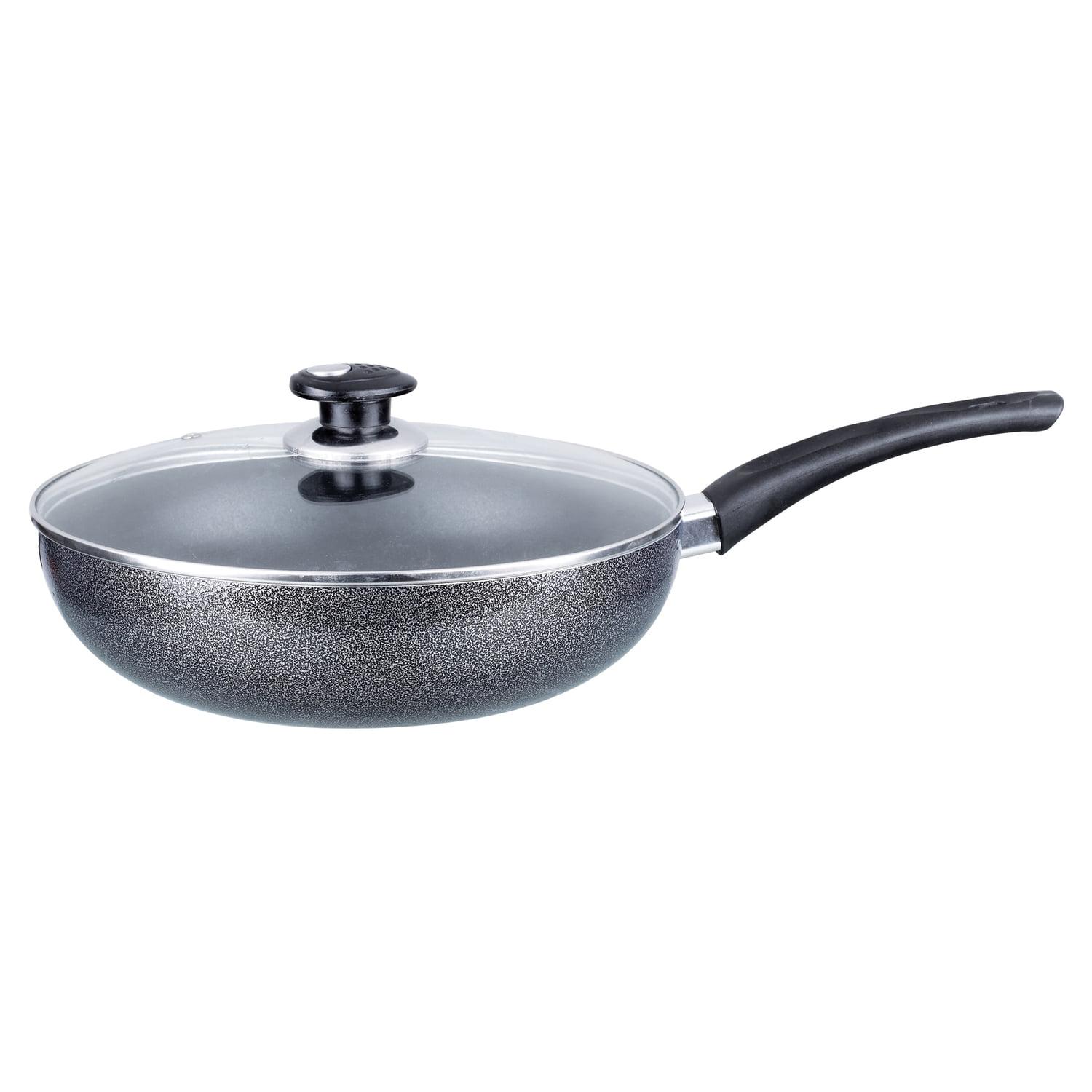 Gray 10-Inch Nonstick Aluminum Wok with Lid