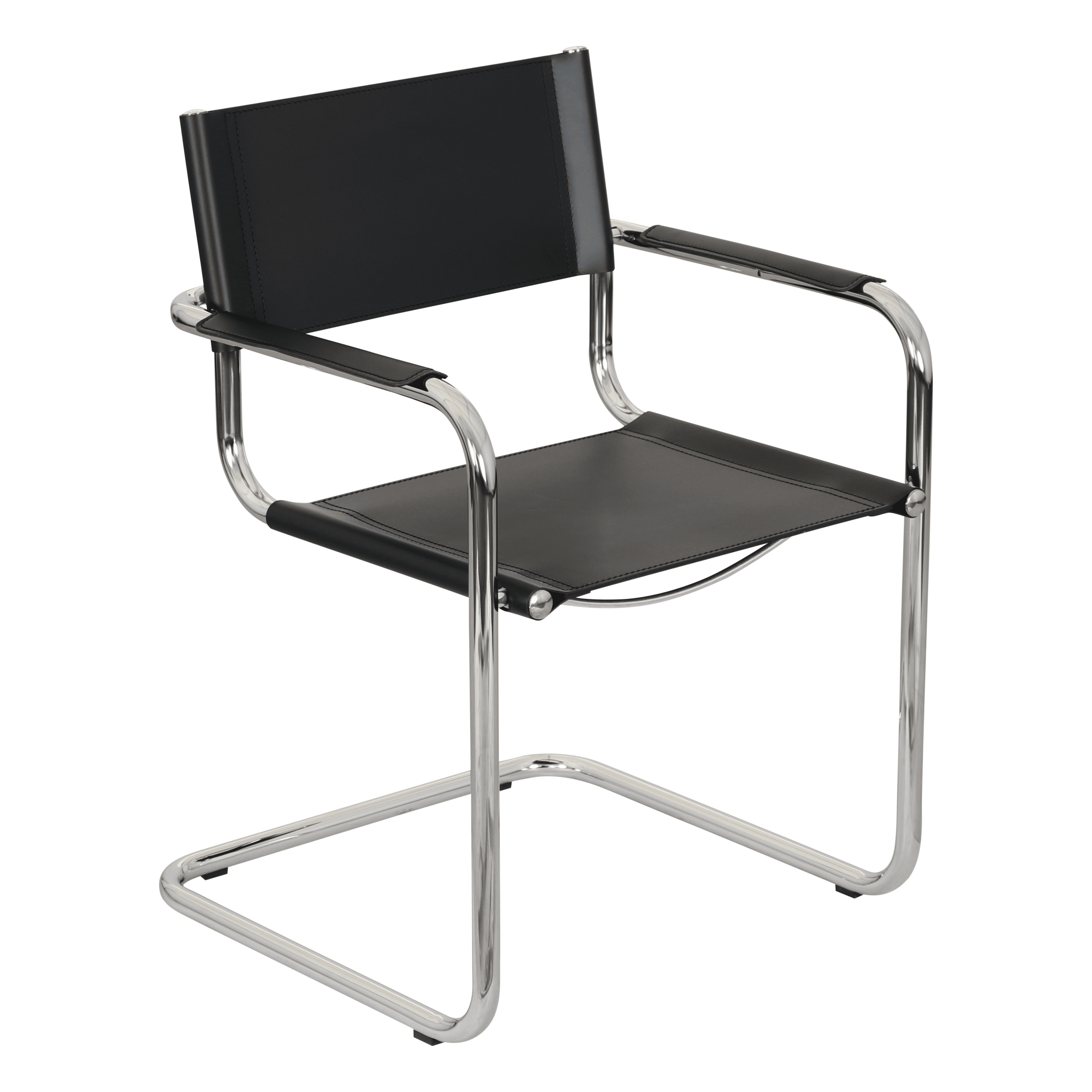 Breuer Chair Company Mart Stam Cantilever Armchair Arm Chair w/ Chrome-Plated Steel Frame (Various Bonded Leather Colors)