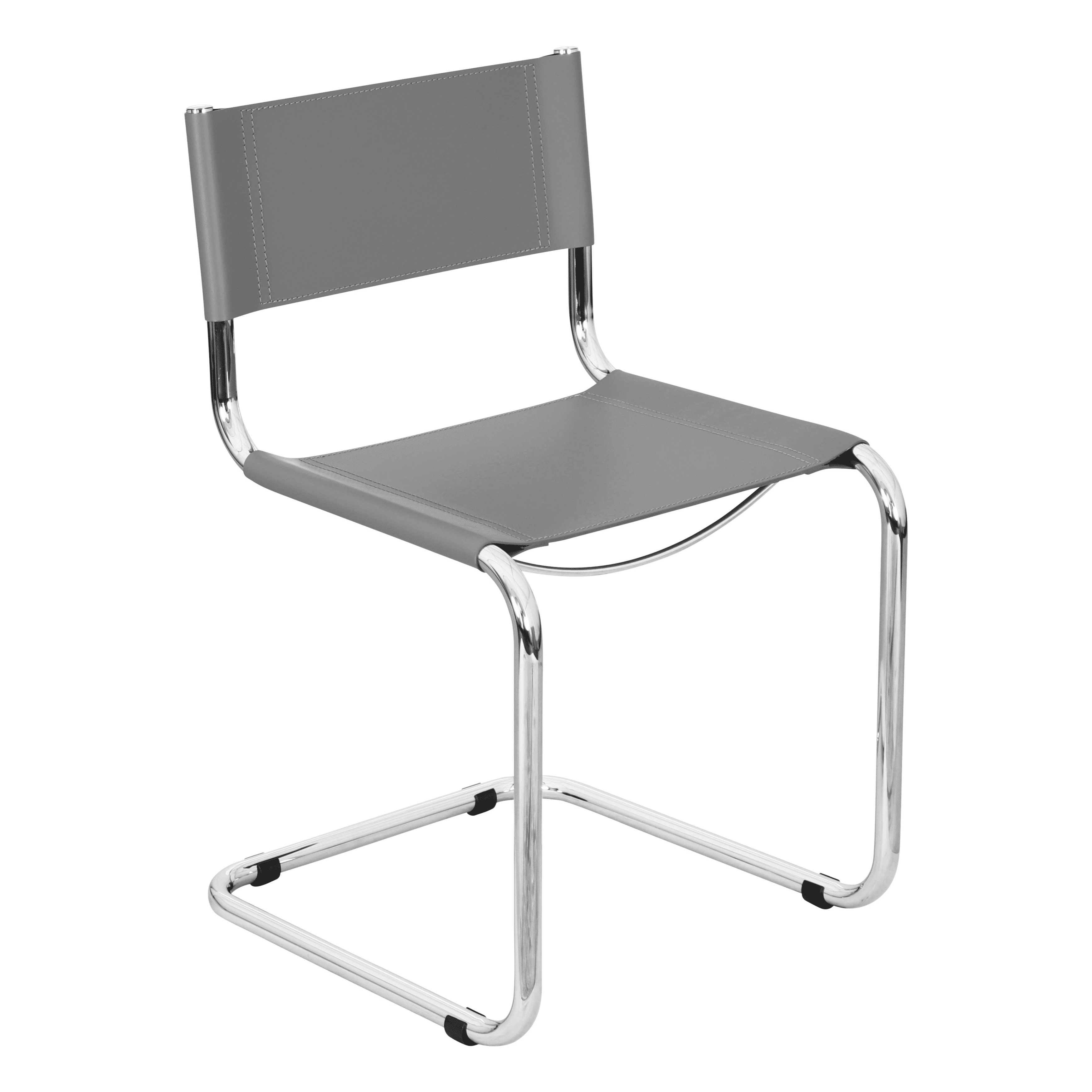 Breuer Chair Company Mart Stam Cantilever Side Chair w/ Chrome Steel Frame & Gray Bonded Leather by Furnish Theory