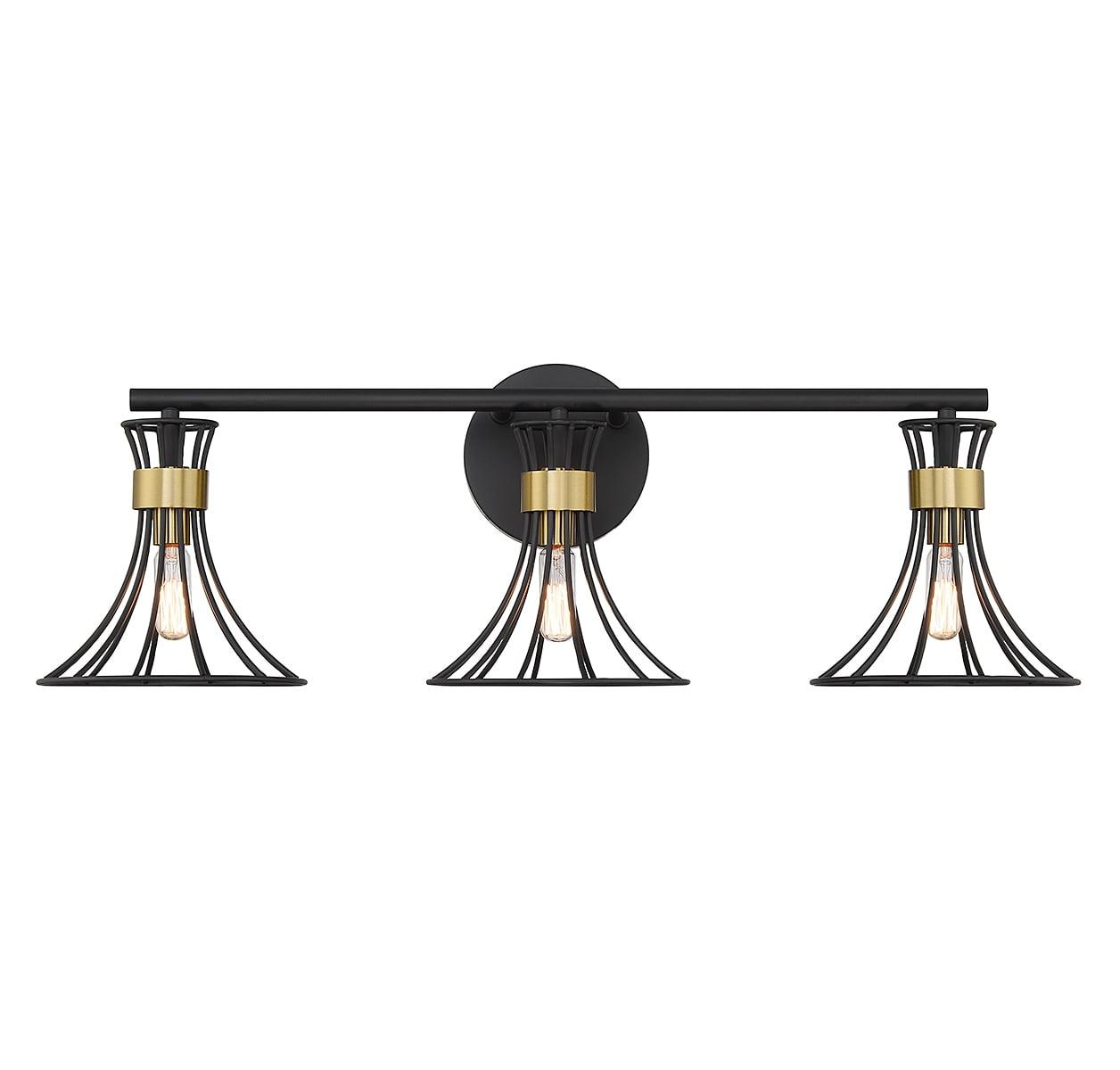 Matte Black and Warm Brass 3-Light Metal Vanity Fixture