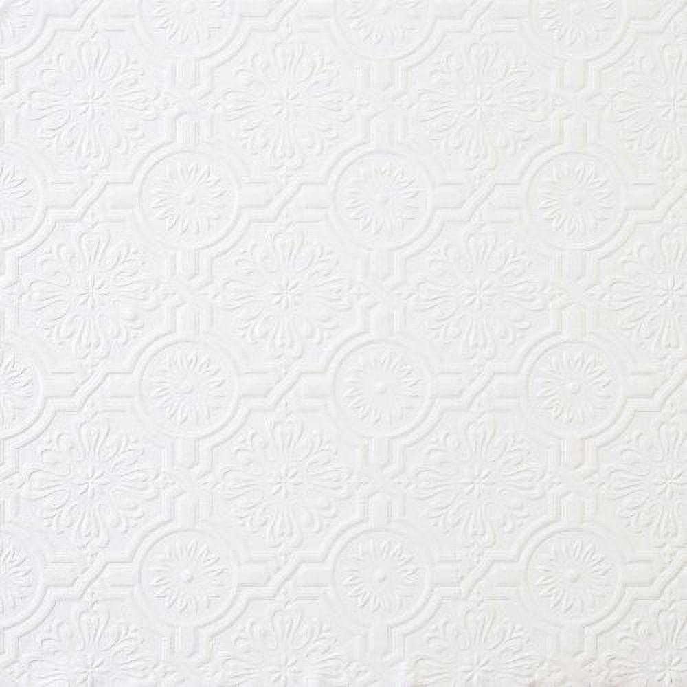 Victorian White Embossed Paintable Tin Ceiling Wallpaper