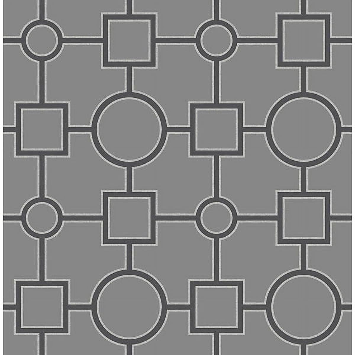 Matrix Black and Charcoal Geometric Non-Woven Wallpaper