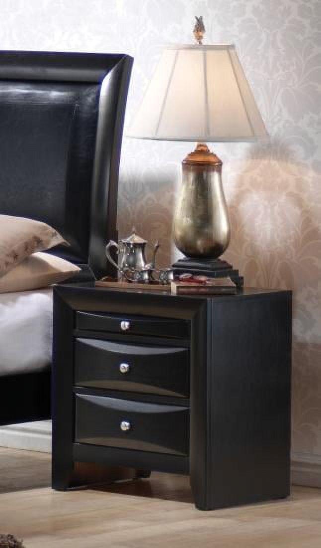 Briana Black 3-Drawer Nightstand with Chrome Knobs