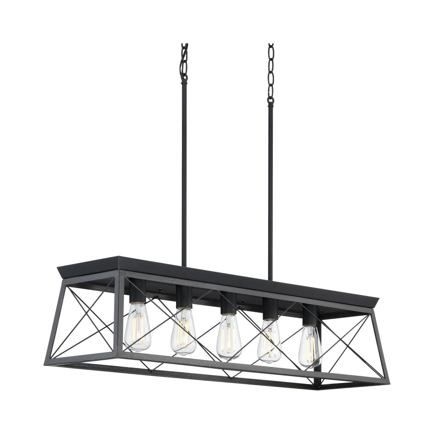 Progress Lighting Briarwood 5-Light Linear Chandelier, Textured Black, No Shade