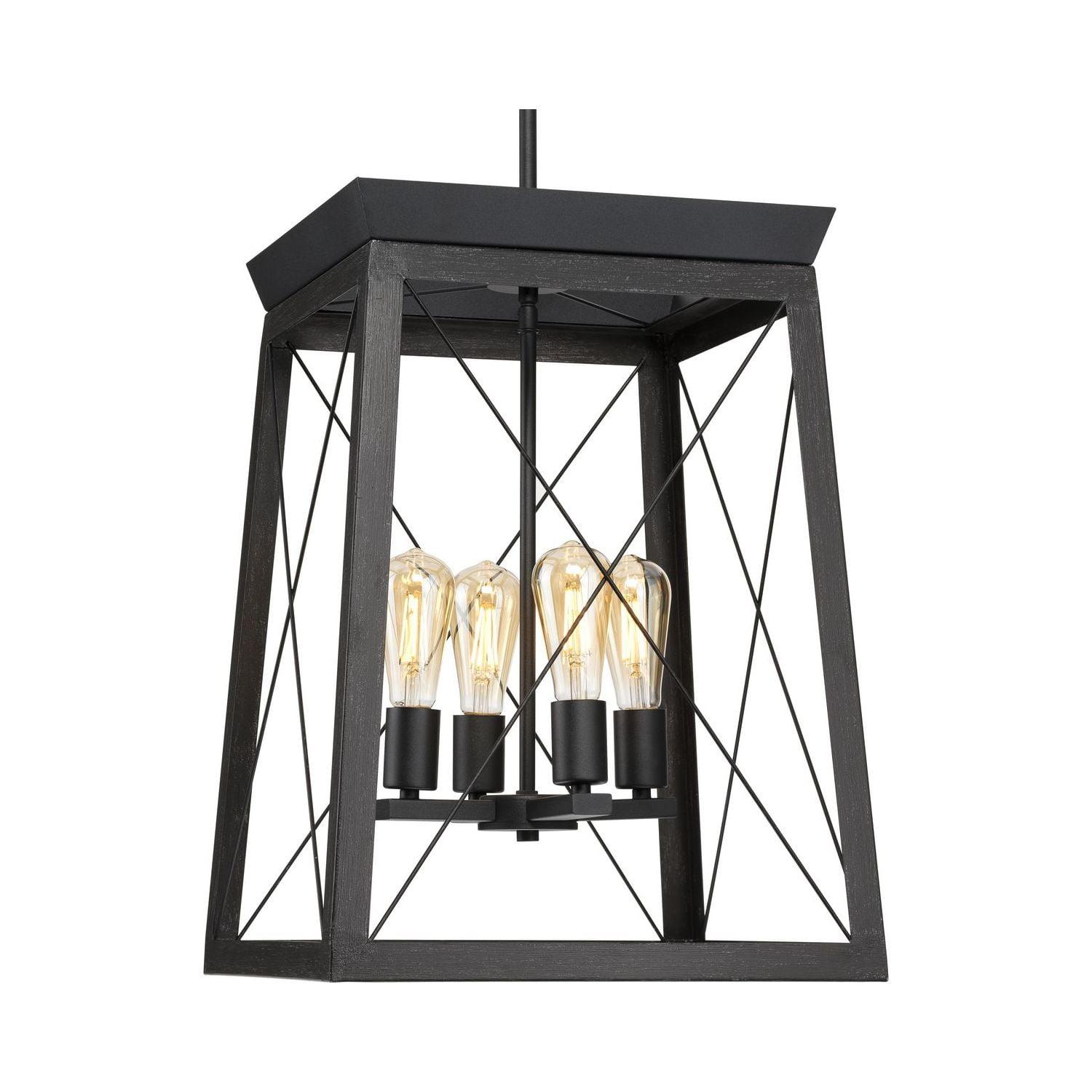 Progress Lighting Briarwood 4-Light Foyer Pendant, Textured Black, No Shade