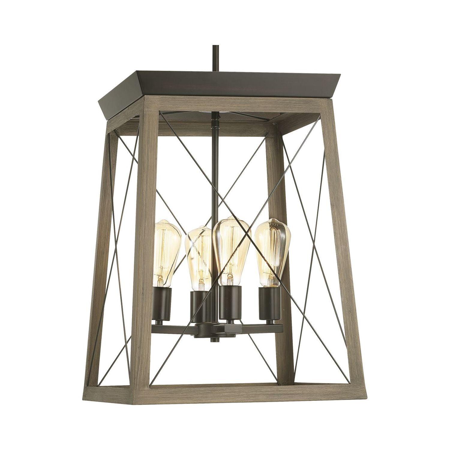 Progress Lighting Briarwood 4-Light Foyer Pendant, Antique Bronze Finish, Vintage-Style Bulbs, Steel Material