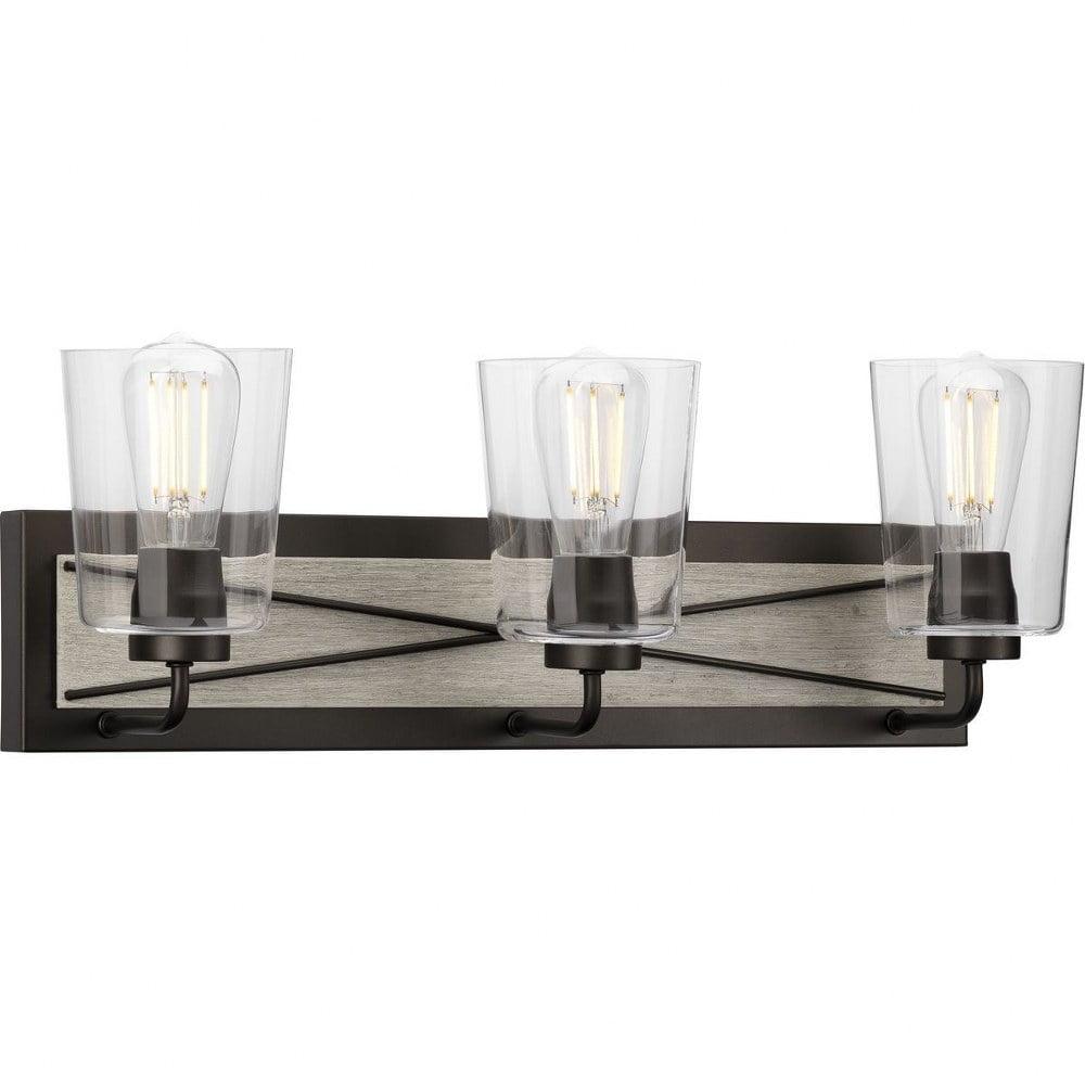 Briarwood 3-Light Graphite and Clear Glass Bath Vanity Fixture