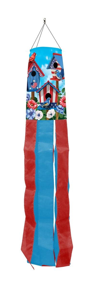 Briarwood Lane Summer 4th of July American Birdhouses Summer Windsock Wind Twister 40x6