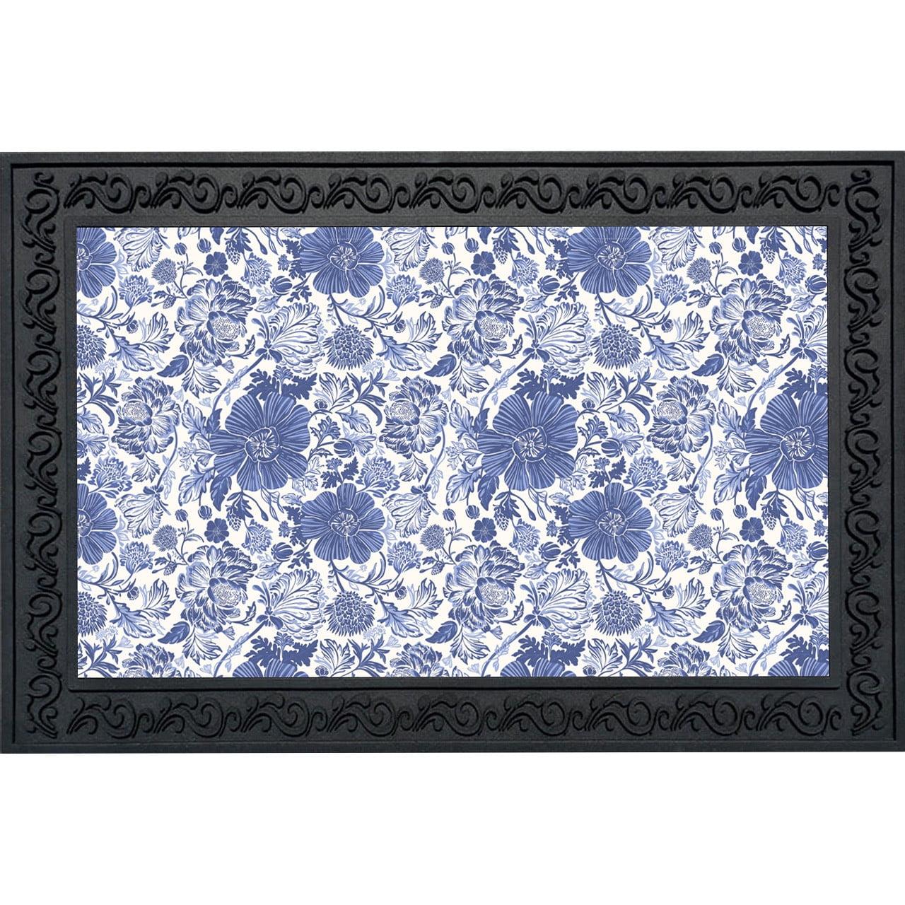 Briarwood Lane Everyday Doormat 30x18 Indoor Outdoor Blue and White Floral Doormat