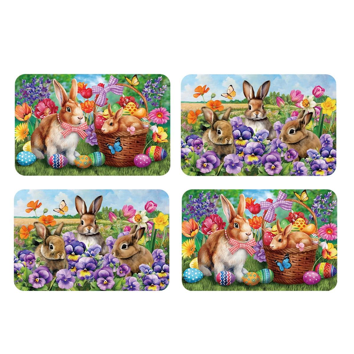Briarwood Lane Spring Easter Double Sided Placemat (4-pack) 17x11.25 Bunnies and Basket For Easter Placemat