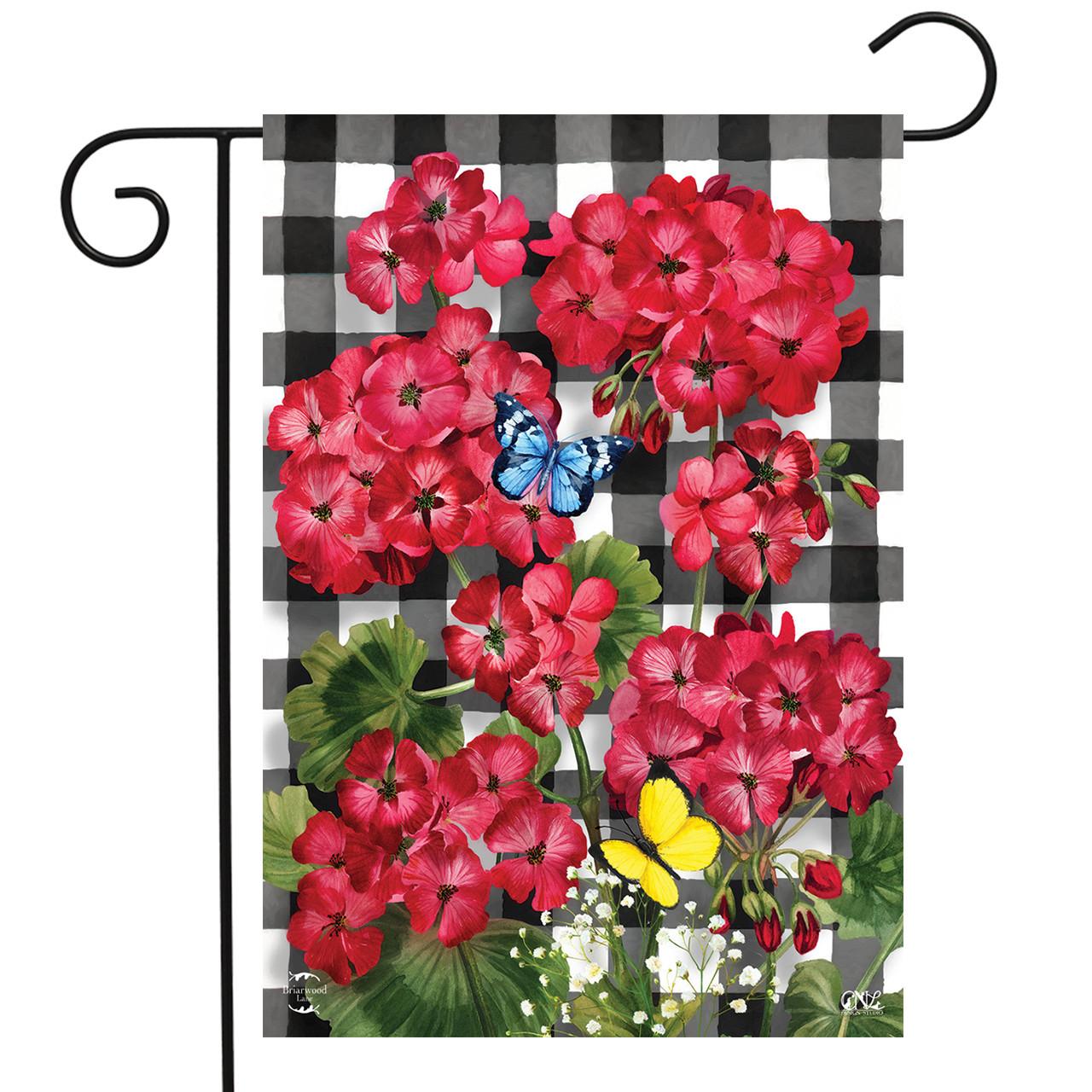 Briarwood Lane Summer Garden Flag 12x18 For Outdoor Checkered Geraniums For Summer Garden Flag Flags For Outside