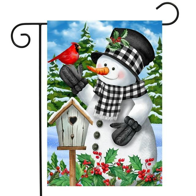 Briarwood Lane Winter Garden Flag 12x18 For Outdoor Checkered Snowman For Winter Garden Flag Flags For Outside