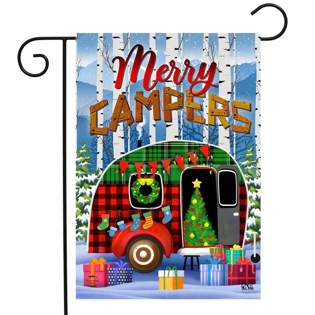 Merry Campers Christmas Garden Flag Primitive 18" x 12.5" Briarwood Lane