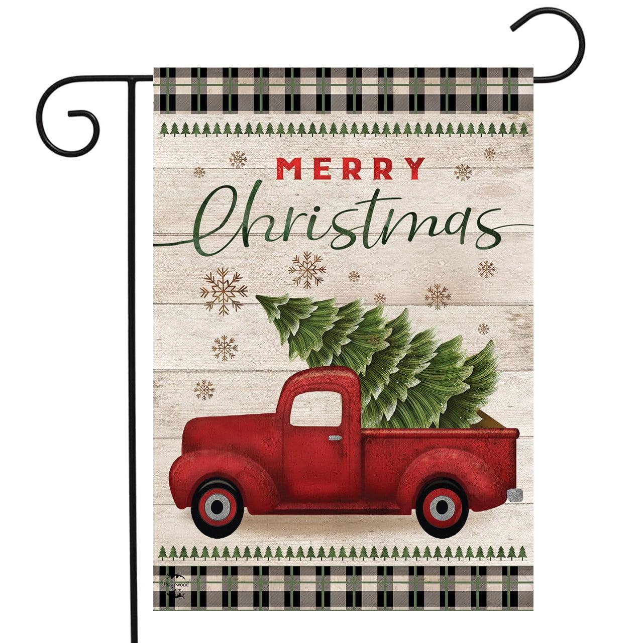 Merry Christmas Pickup Truck Garden Flag Rustic 12.5"x18" Briarwood Lane