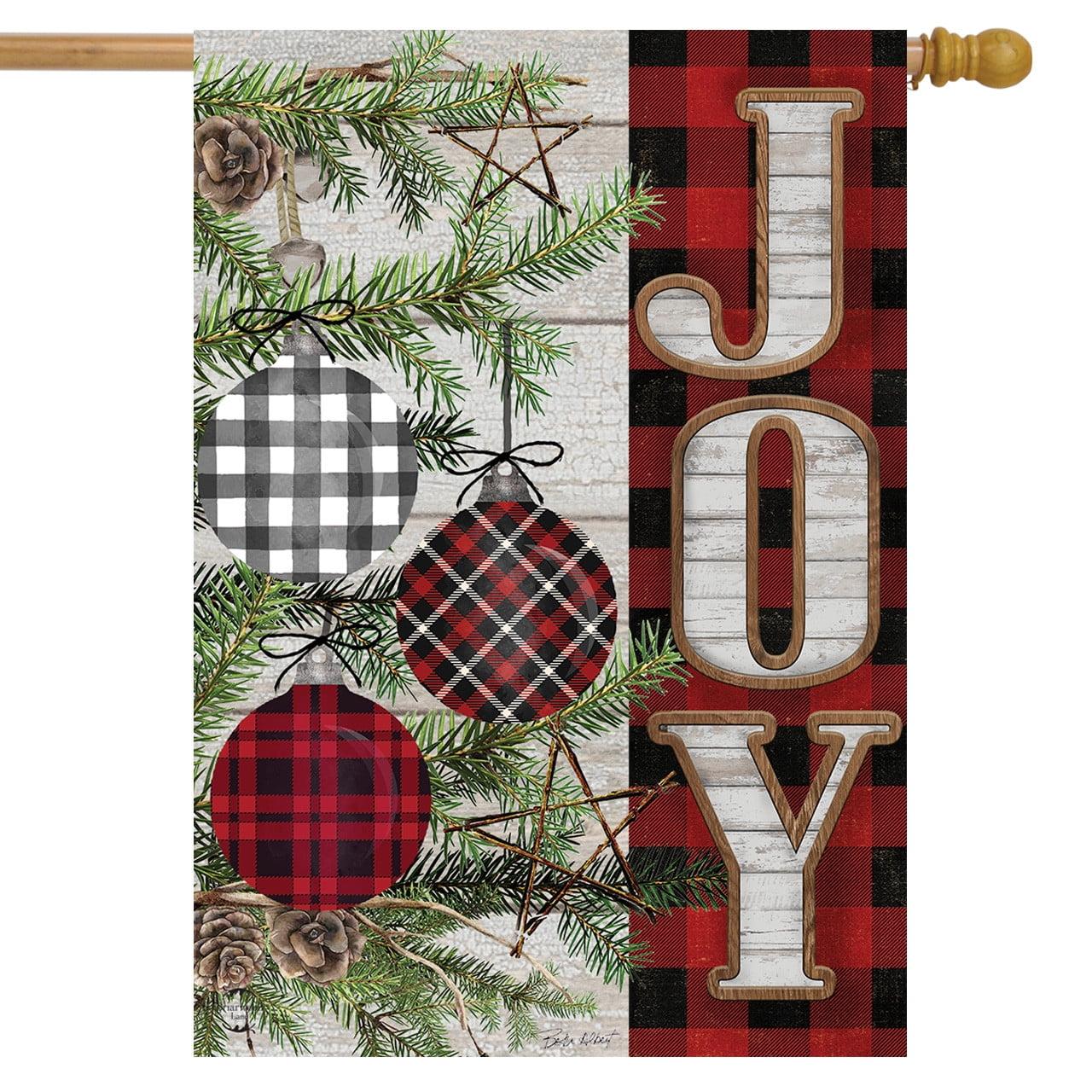 Patterned Ornaments Christmas Double-Sided House Flag Checkered 28" x 40" Briarwood Lane