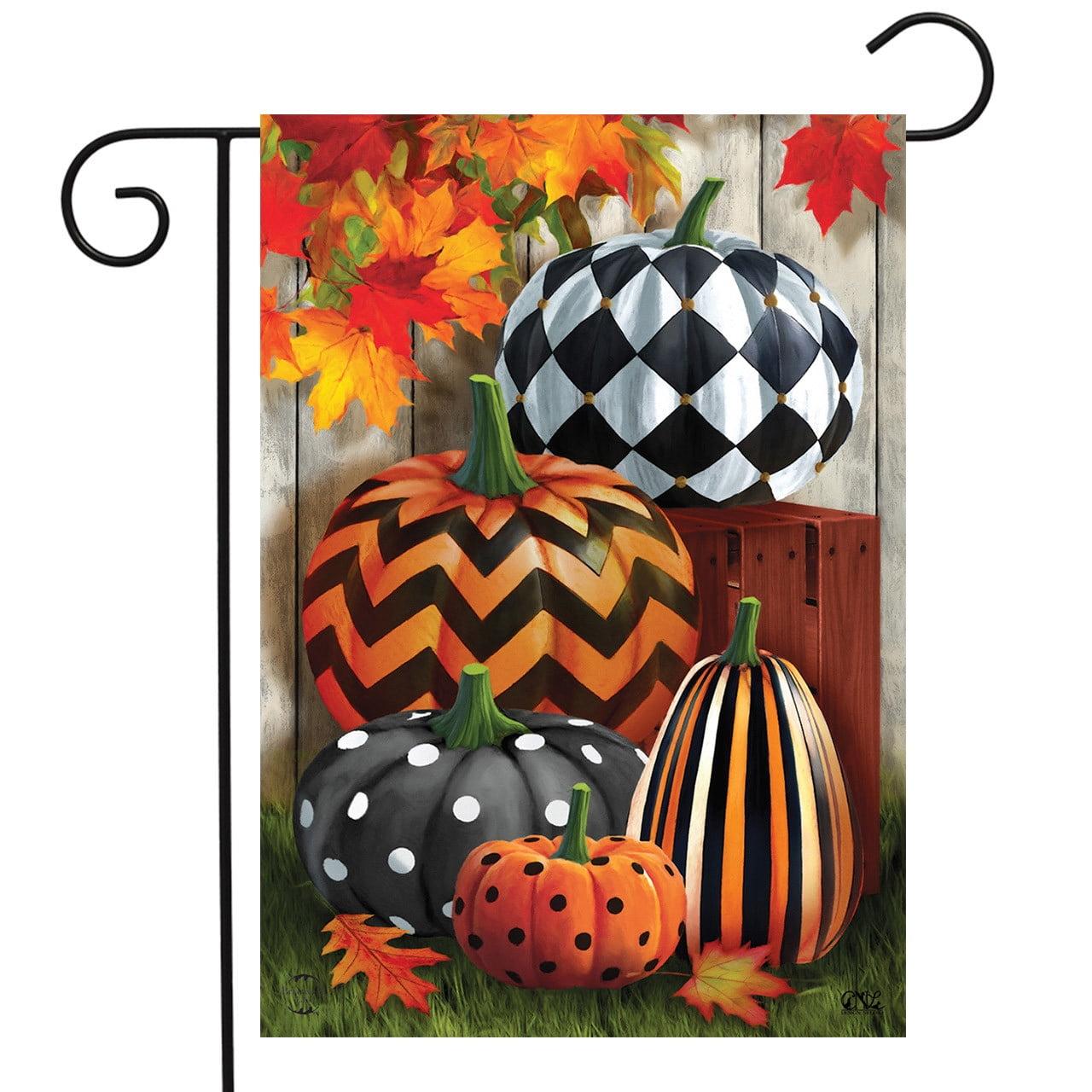 Patterned Pumpkins Autumn Garden Flag Fall Leaves 18" x 12.5" Briarwood Lane