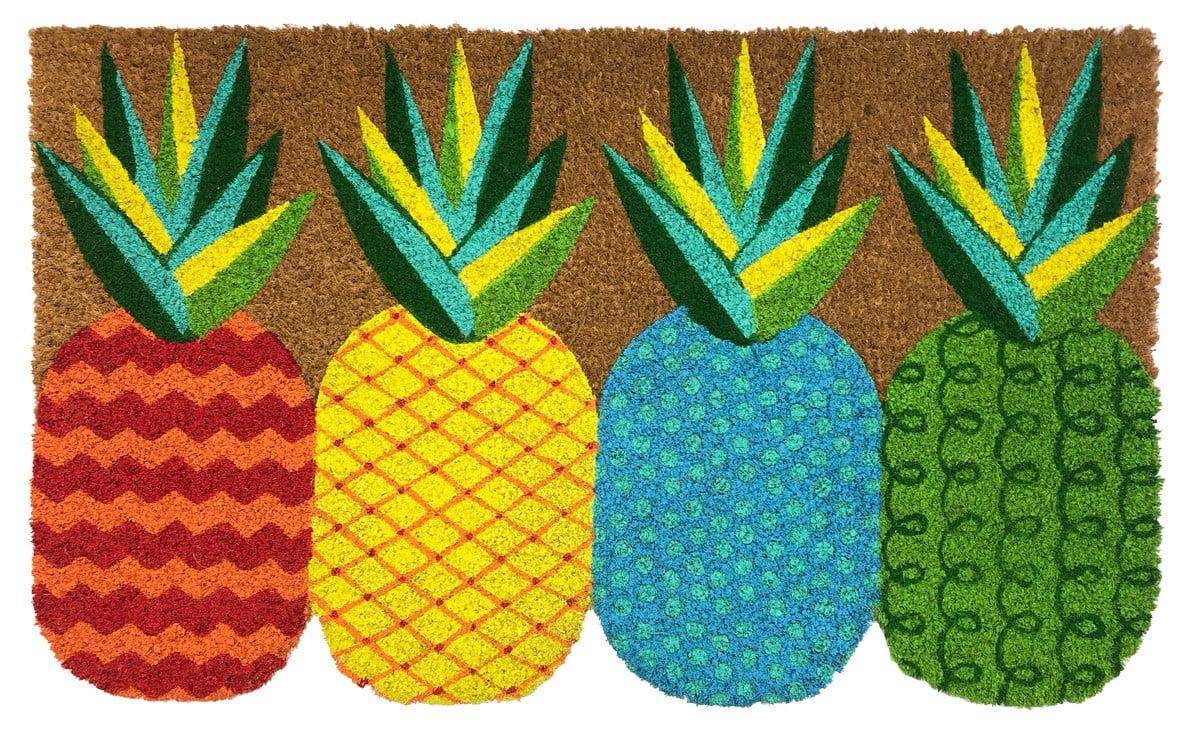 Colorful Pineapple Coir Outdoor Doormat with Rubber Backing