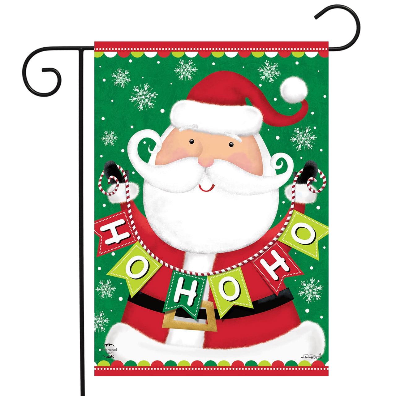 Santa Ho Ho Ho Christmas Garden Flag with Snowflakes