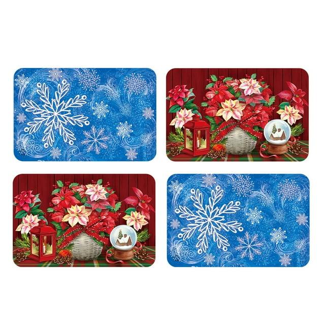 Briarwood Lane Winter Christmas Placemat (4-pack) 17x11.25 Snowflakes and Poinsettias For Christmas Placemat