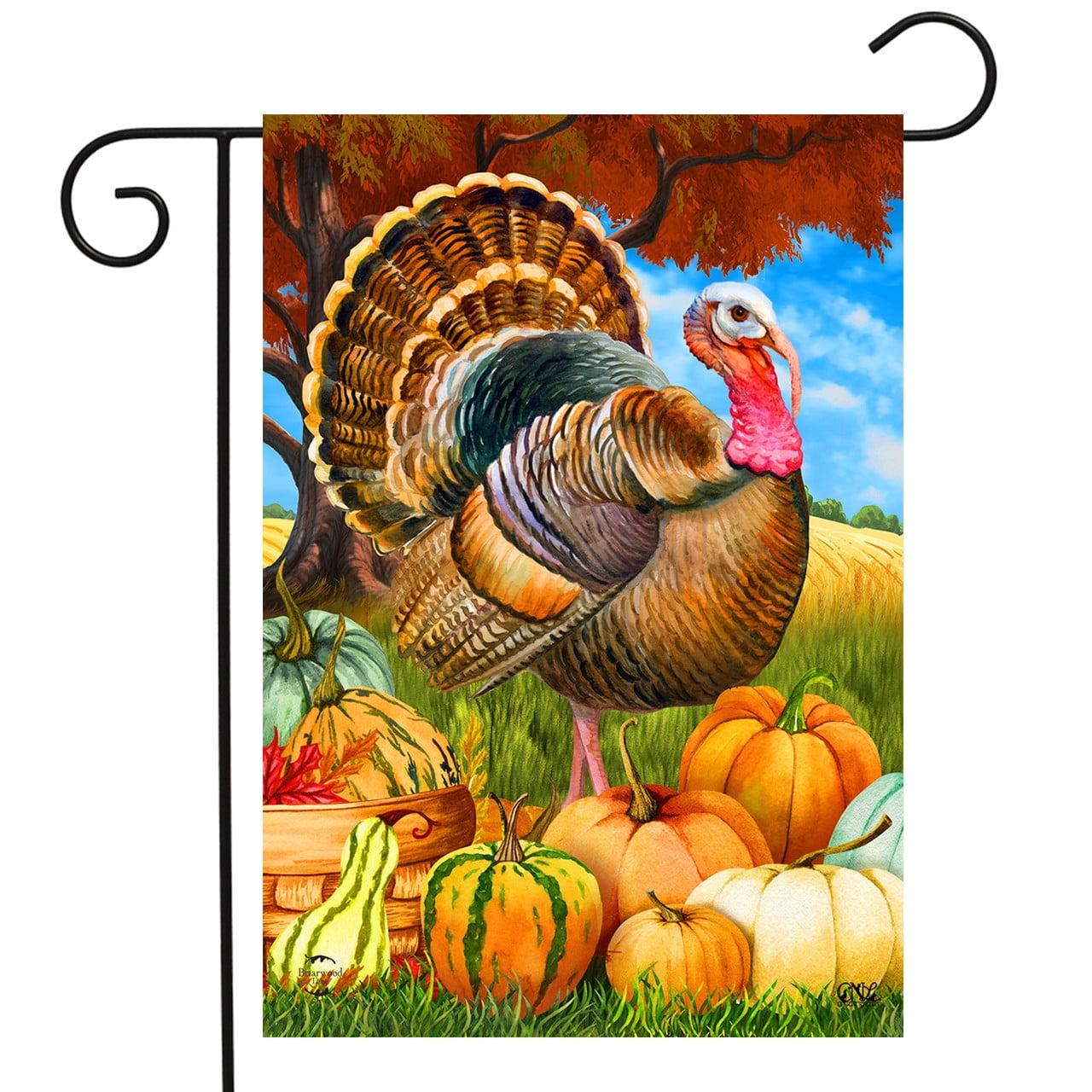 Briarwood Lane Turkey and Pumpkins Fall Polyester Garden Flag