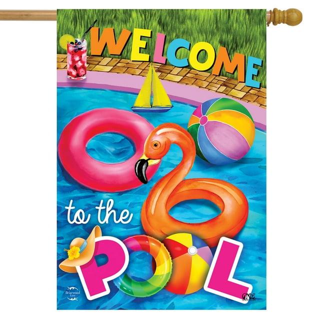 Briarwood Lane House Flag 40x28 For Outdoor Welcome To the Pool Summer House Flag Flag For Summer House Flag