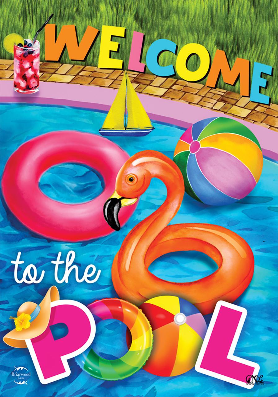 Briarwood Lane House Flag 40x28 For Outdoor Welcome To the Pool Summer House Flag Flag For Summer House Flag