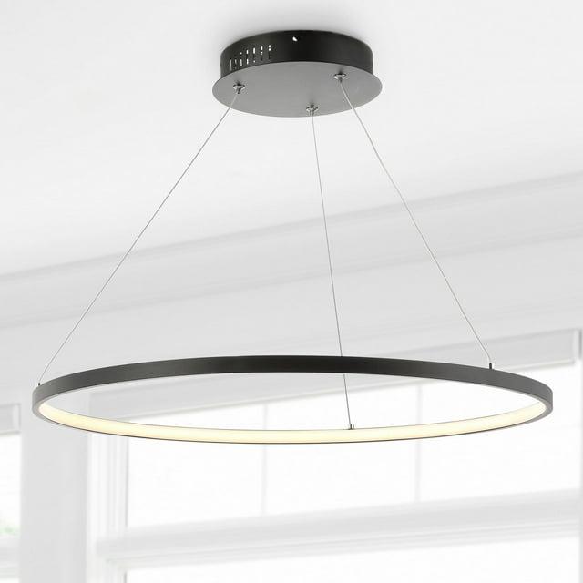 Brice 23.75″ Modern Contemporary Iron Integrated LED Pendant, Matt Black