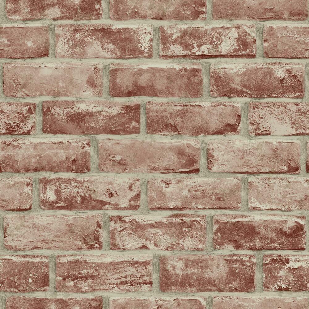 Light Red Vinyl Brick Peel and Stick Wallpaper Roll