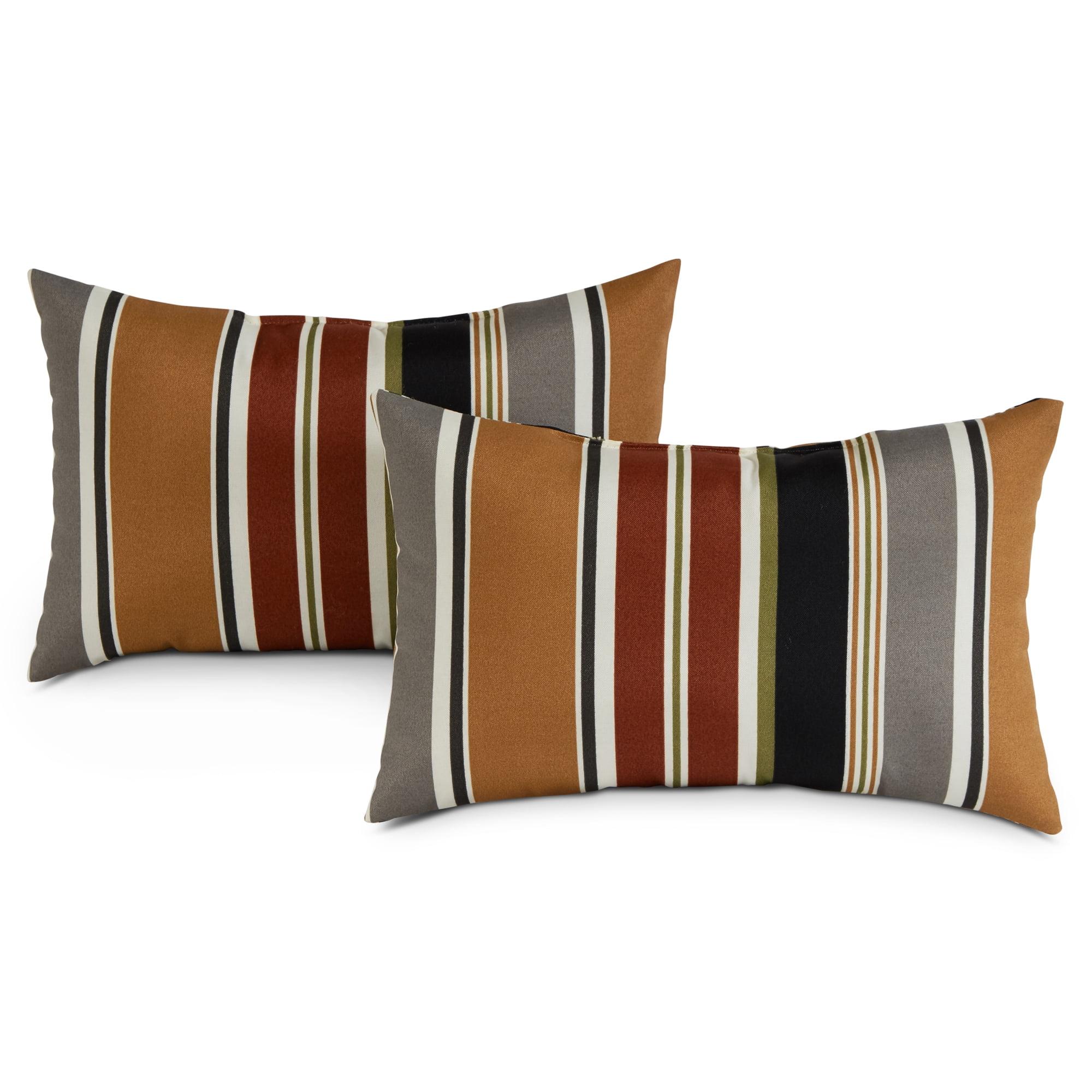 Brick Stripe 19 x 12 Inch Outdoor Rectangle Throw Pillow Set