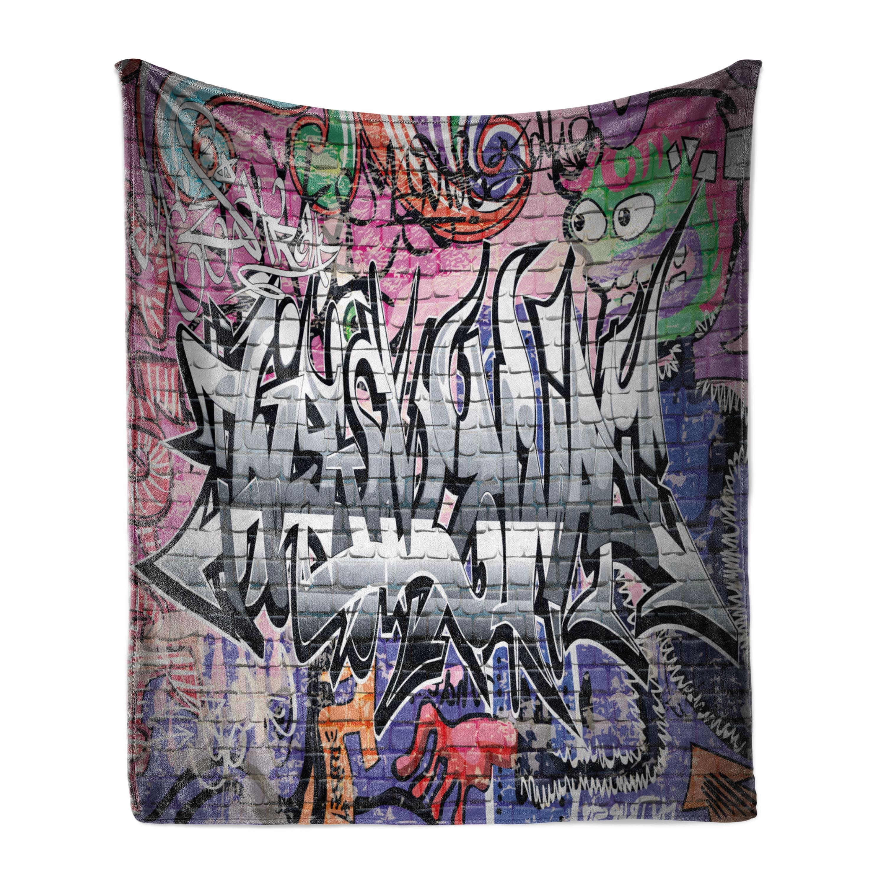 Urban Graffiti Multicolor Fleece Throw Blanket 60" x 80"