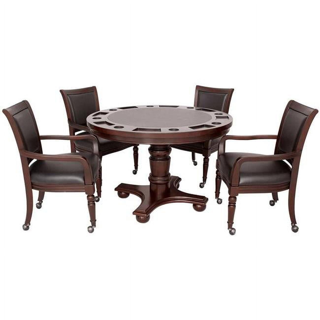 Walnut Finish 48" 2-in-1 Poker and Dining Table Set