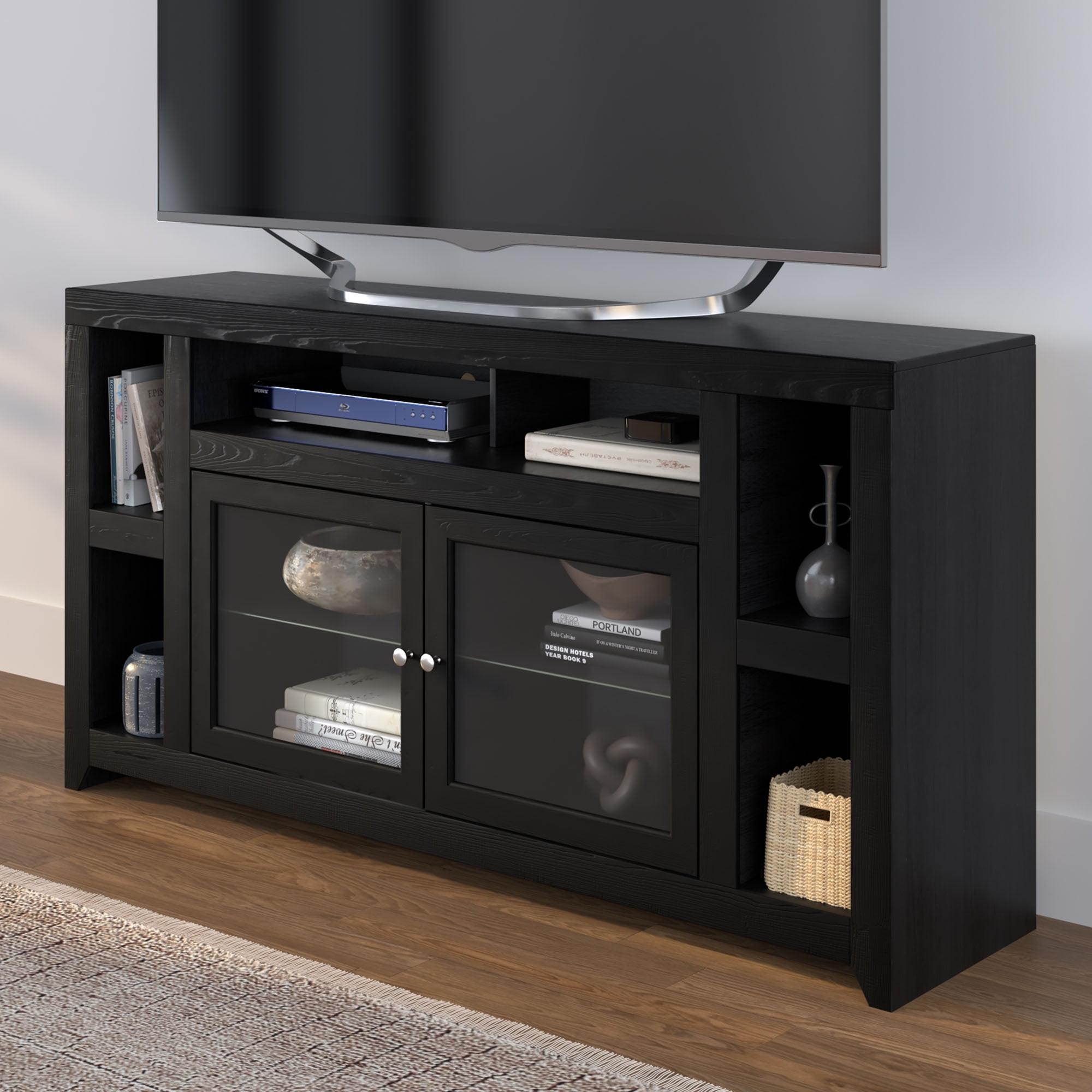 Skyline Overscaled Solid Oak 65" TV Console with Cabinet, Mocha Brown