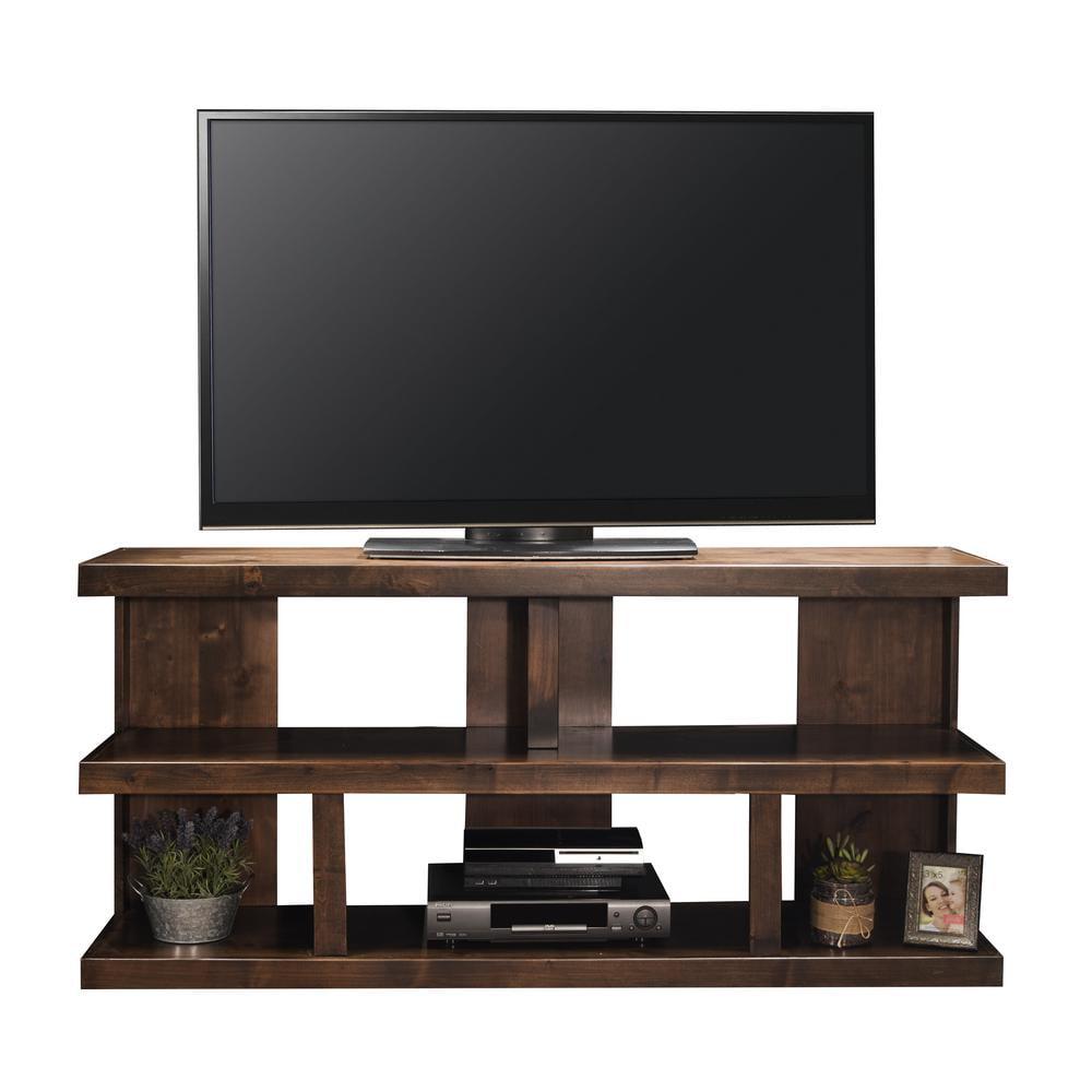 Sausalito 64" Black Knotty Alder TV Stand with Open Shelving