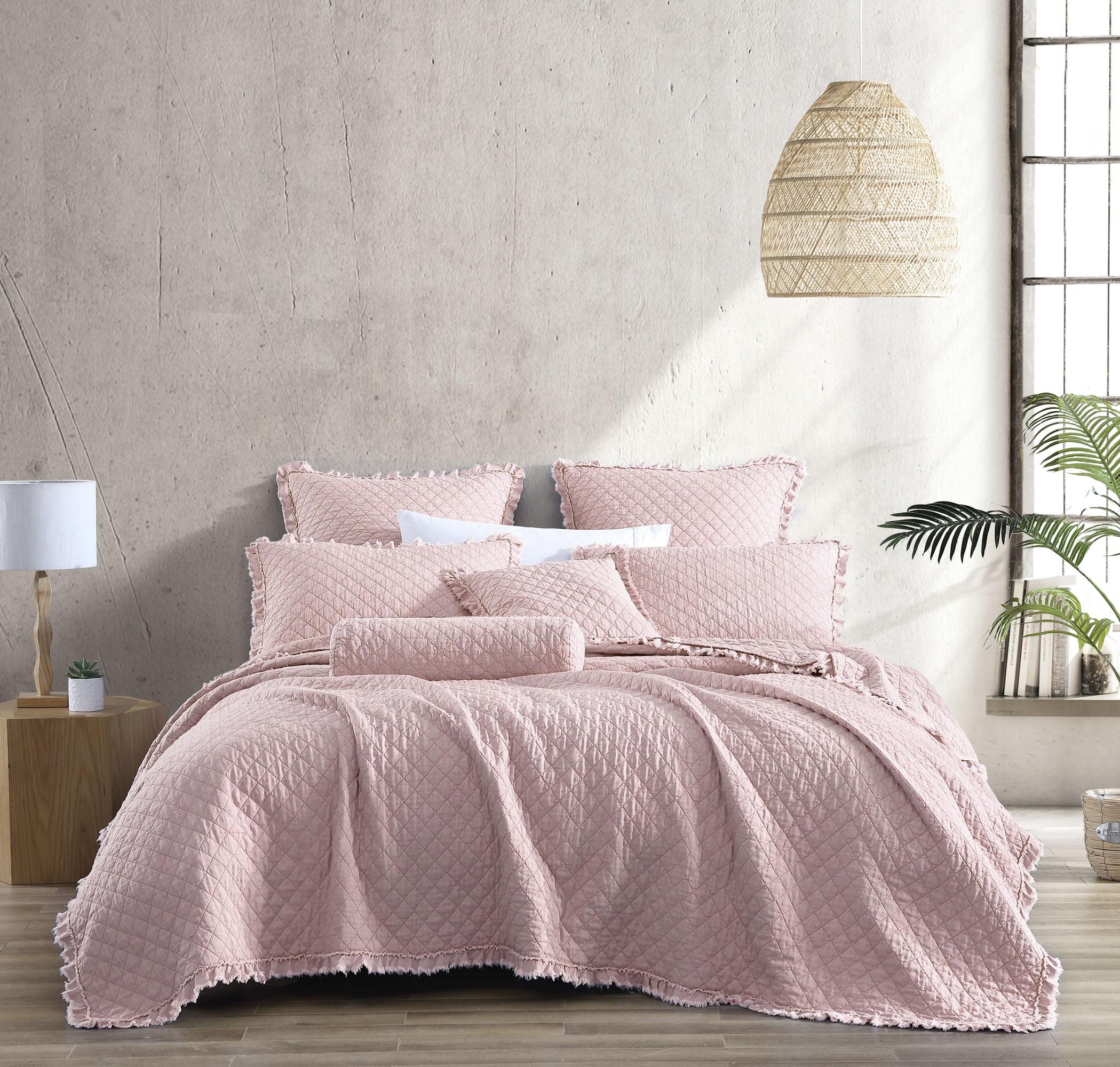 Blush King Reversible Microfiber Quilt Set