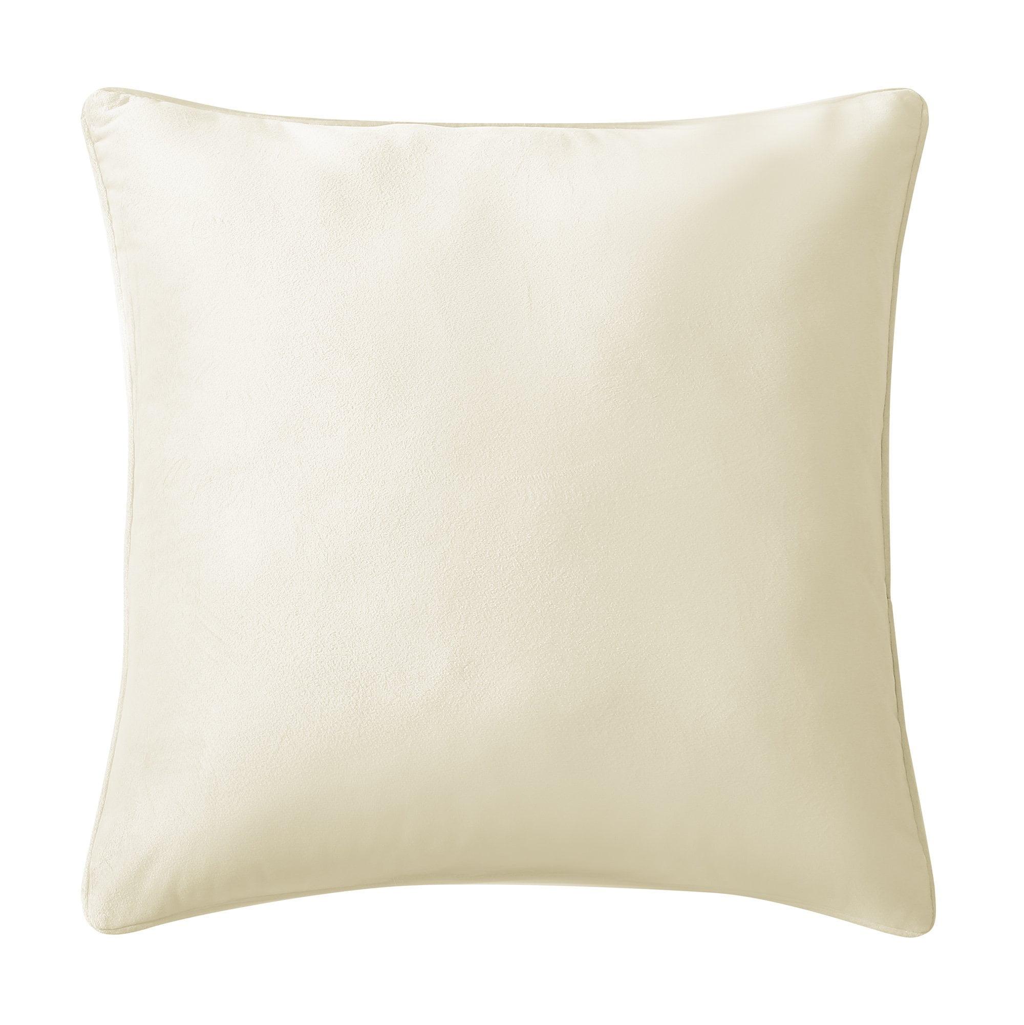 Ivory Velvet Square Throw Pillow with Piped Edges