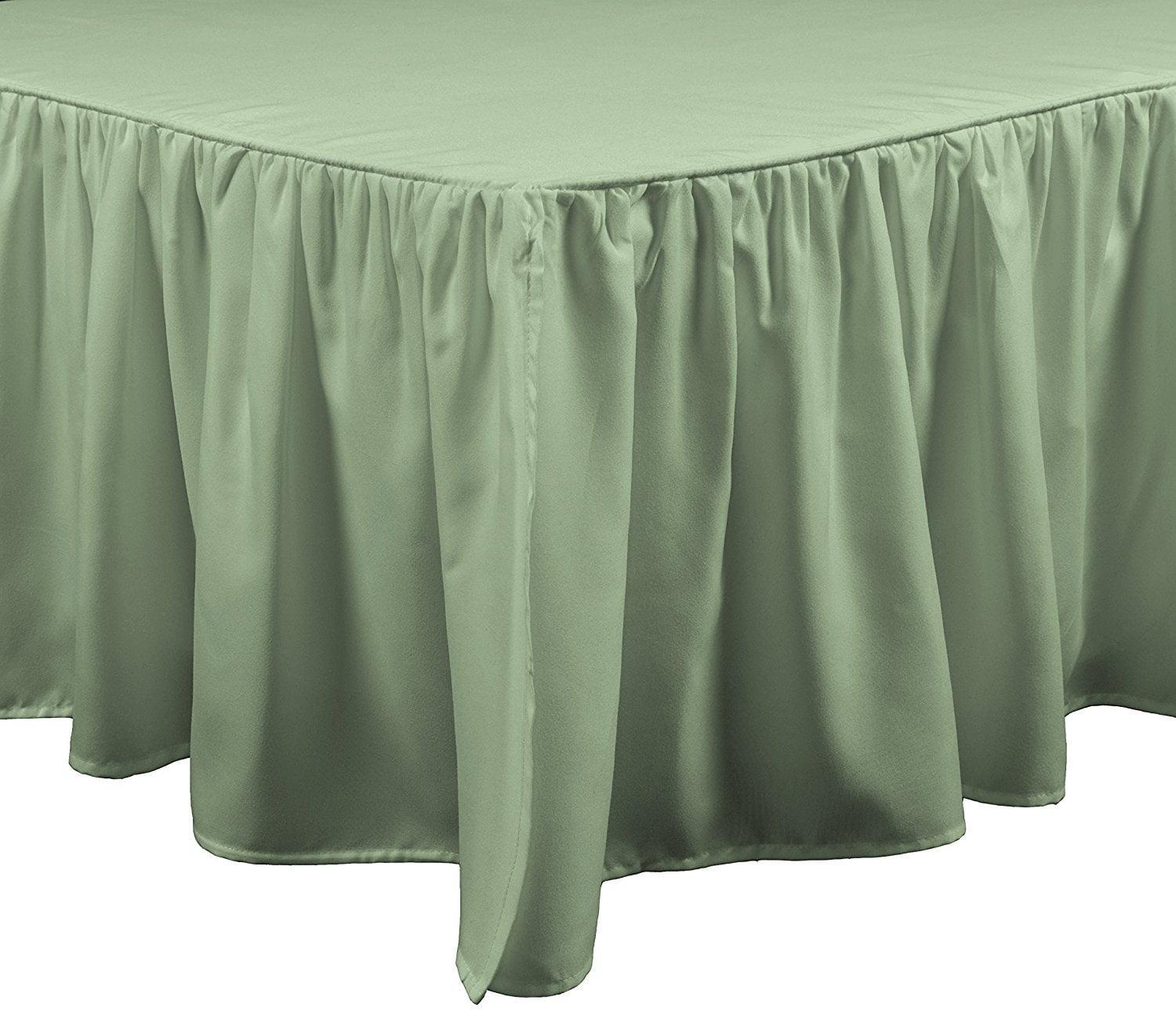 Sage Green Ruffled Polyester California King Bed Skirt