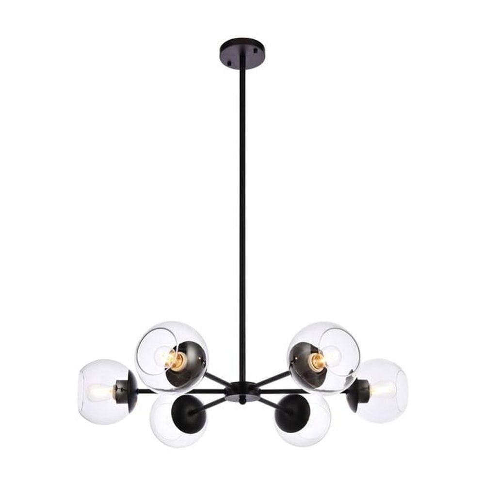 Elegant Lighting Briggs 30 inch pendant in black with clear shade